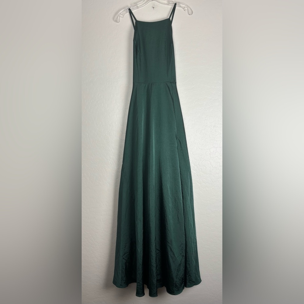 LULUS‎ Mythical Kind of Love Dark Green Maxi Dress Crisscross Straps Size M 1418